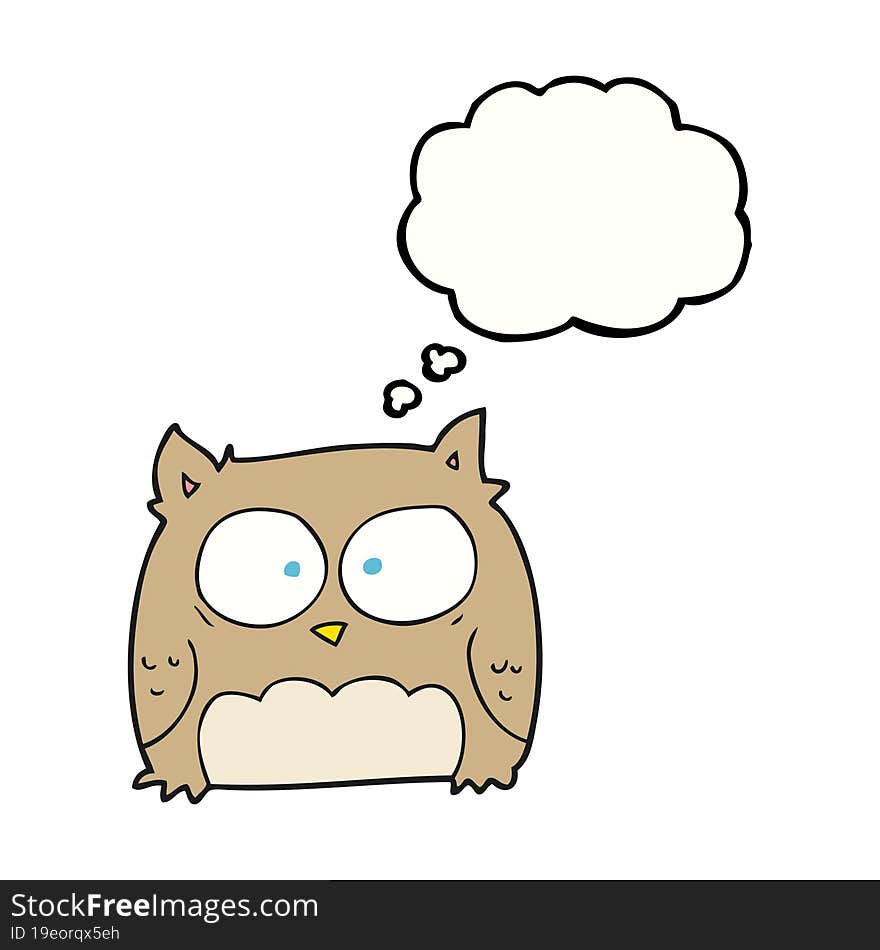 freehand drawn thought bubble cartoon owl