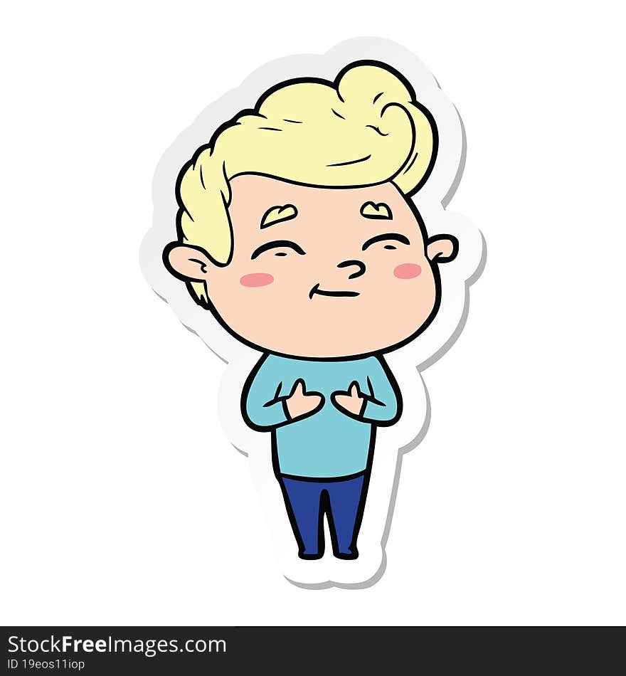 sticker of a happy cartoon man