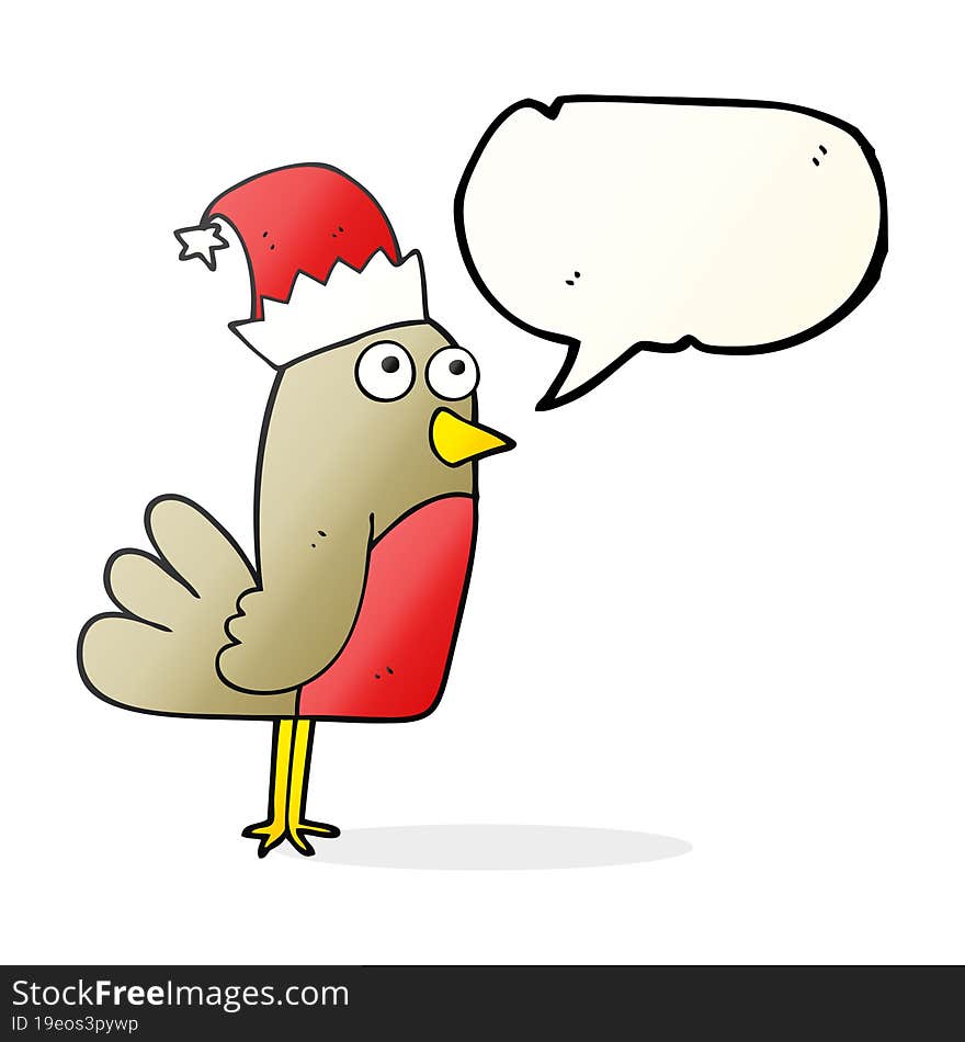 Speech Bubble Cartoon Christmas Robin