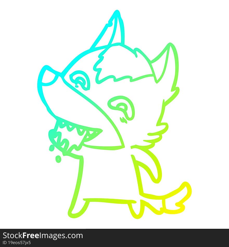 cold gradient line drawing cartoon hungry wolf