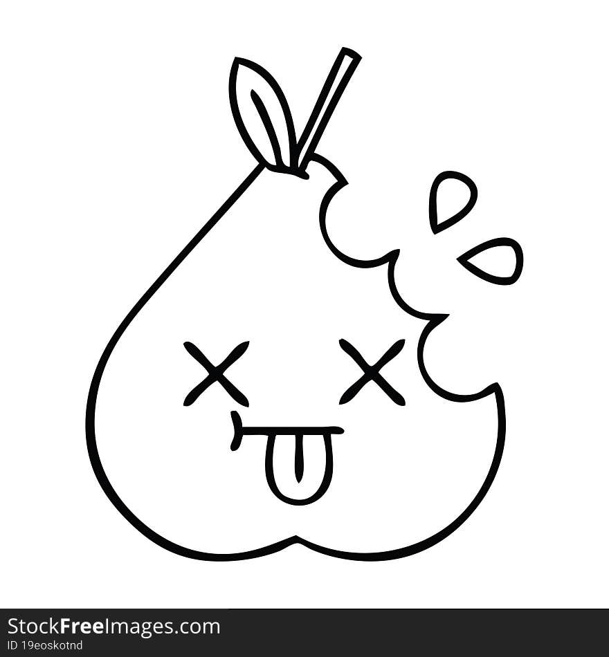 line drawing cartoon pear