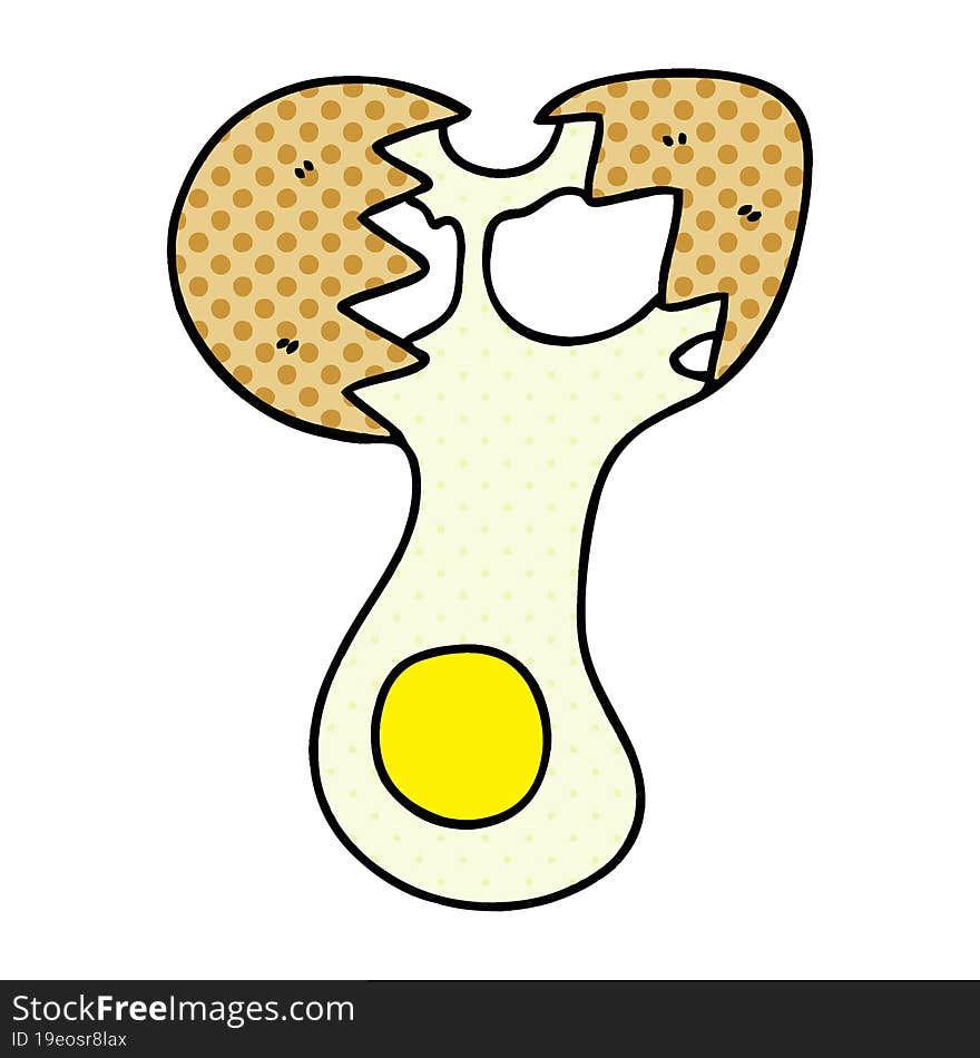 comic book style quirky cartoon cracked egg. comic book style quirky cartoon cracked egg