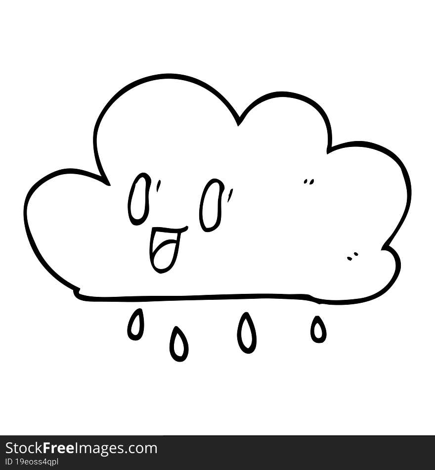 Line Drawing Cartoon Happy Grey Cloud