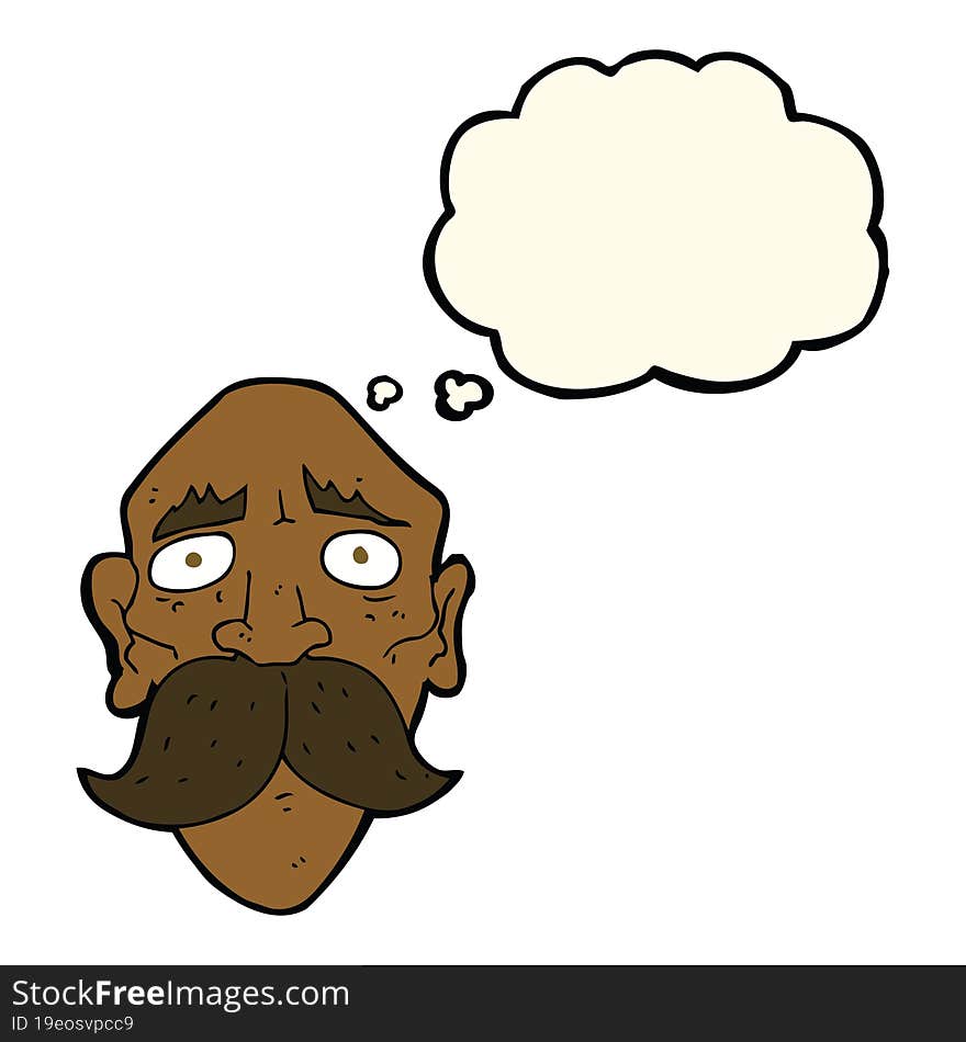 Cartoon Sad Old Man With Thought Bubble