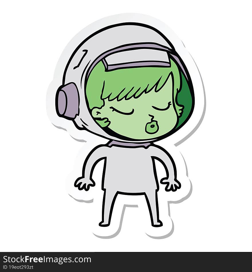 sticker of a cartoon pretty astronaut girl