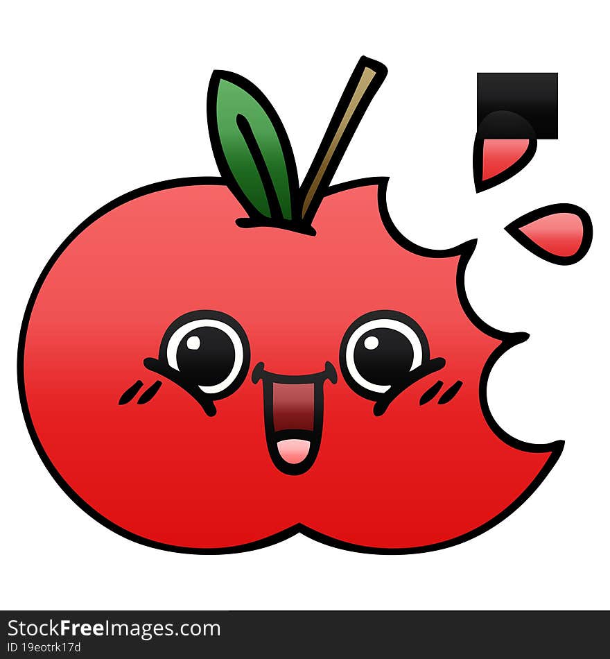 Gradient Shaded Cartoon Red Apple