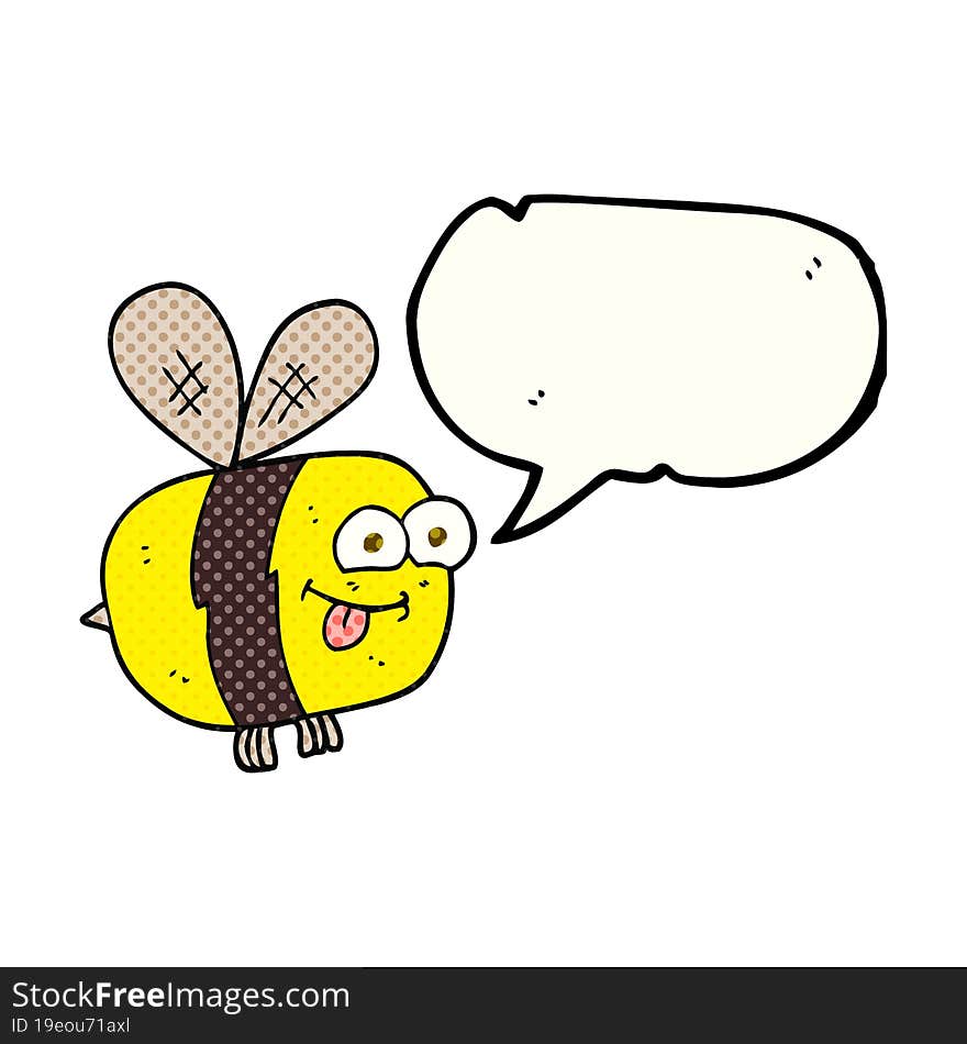 freehand drawn comic book speech bubble cartoon bee