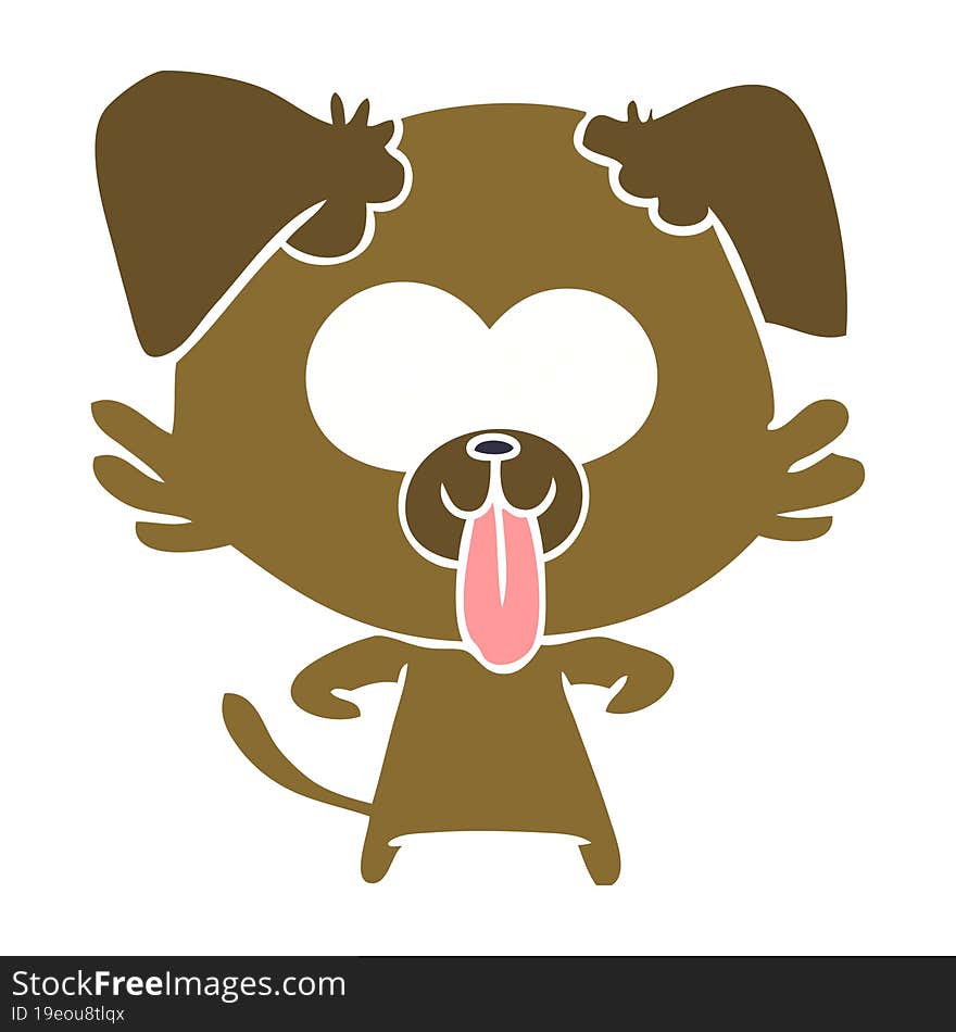 flat color style cartoon dog with tongue sticking out