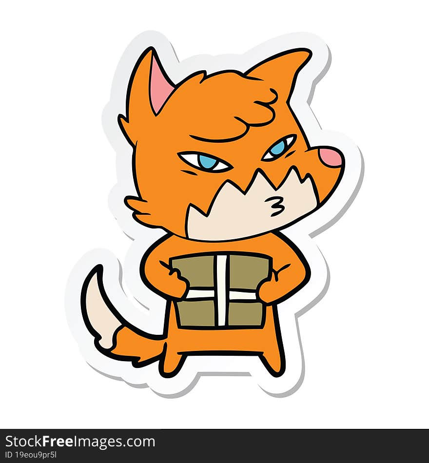 sticker of a clever cartoon fox