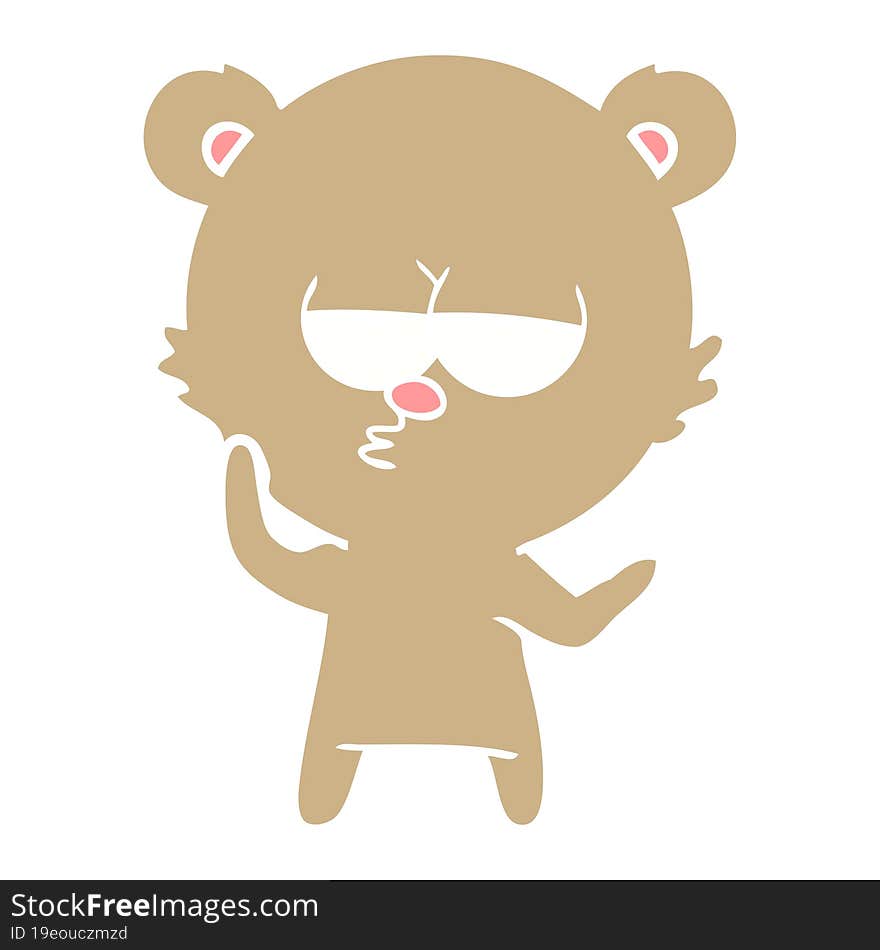 bored bear flat color style cartoon