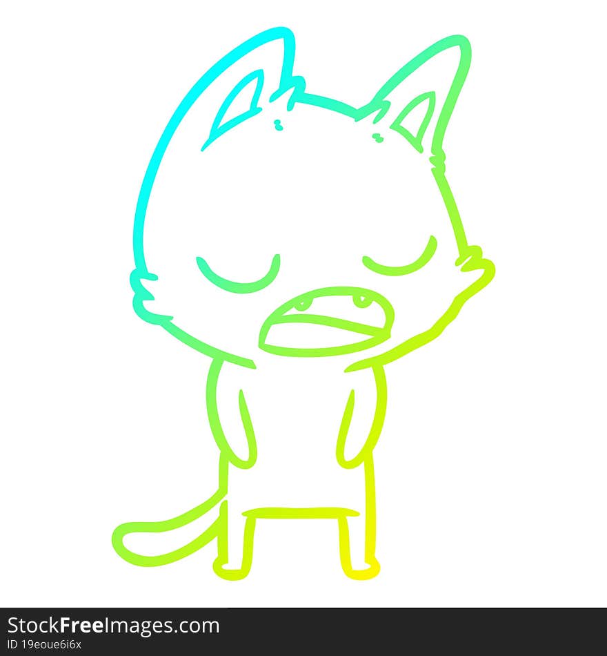 cold gradient line drawing talking cat cartoon