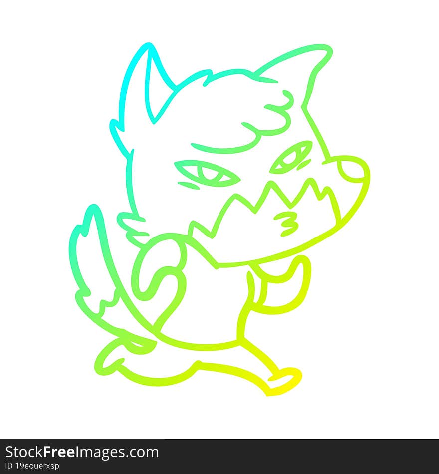 cold gradient line drawing clever cartoon fox