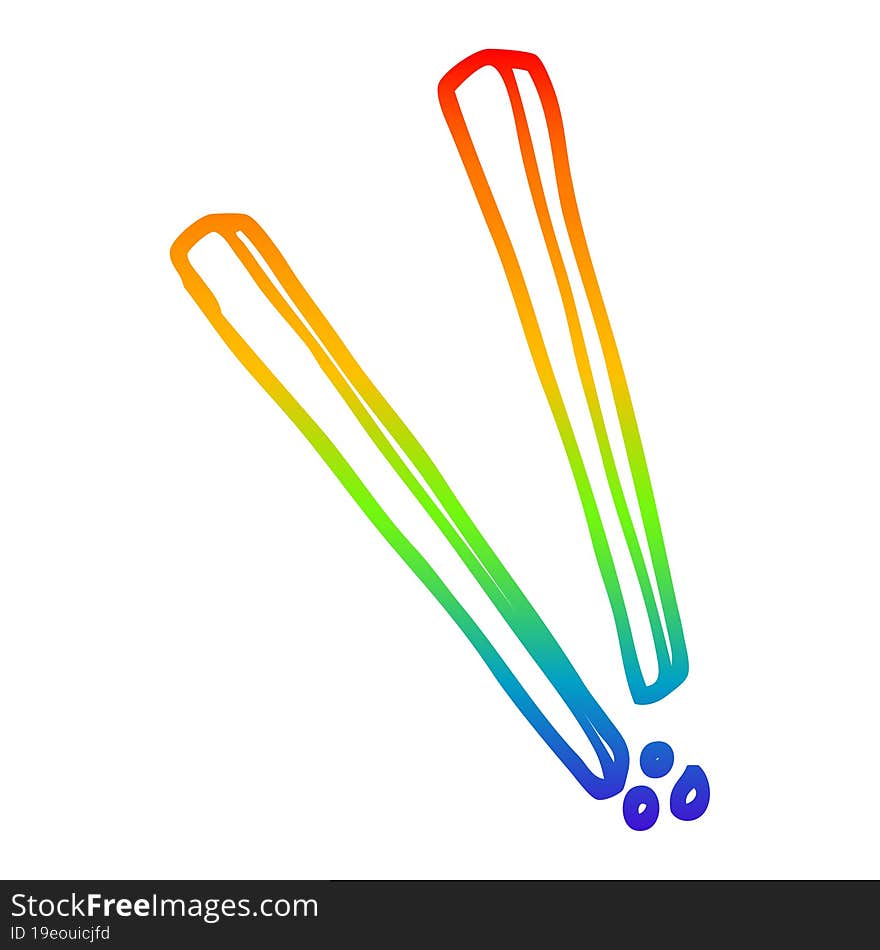 rainbow gradient line drawing cartoon wooden chopsticks