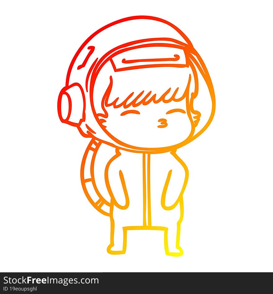 warm gradient line drawing cartoon curious astronaut