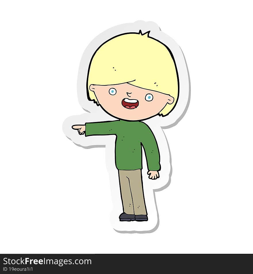 sticker of a cartoon man pointing