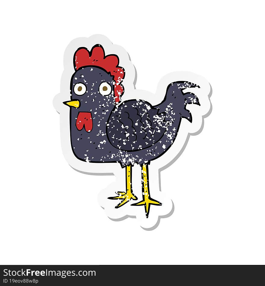 retro distressed sticker of a cartoon chicken