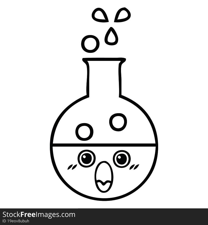 Line Drawing Cartoon Test Tube