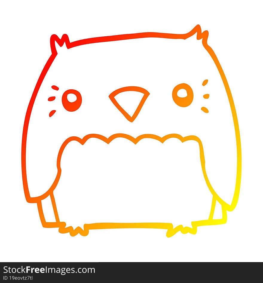 warm gradient line drawing cute cartoon owl