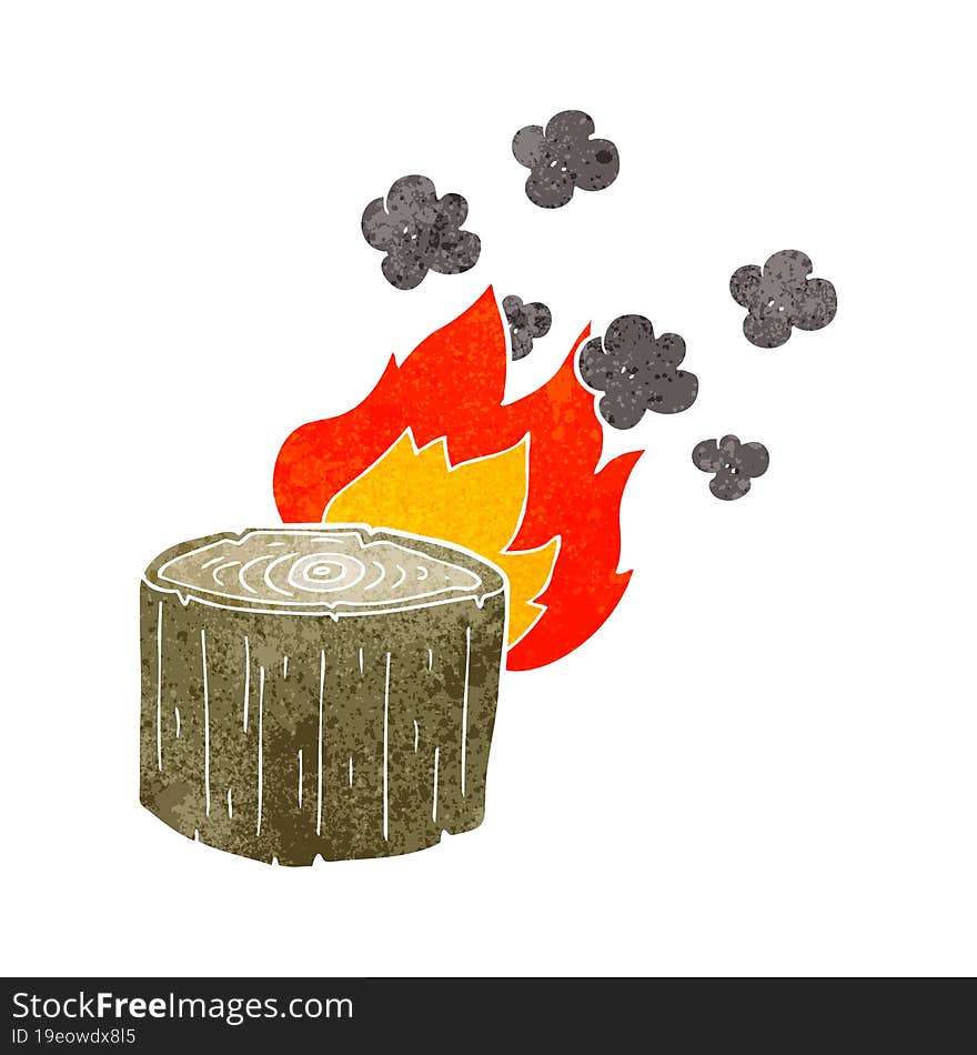 Retro Cartoon Burning Log