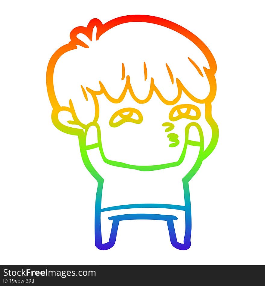 rainbow gradient line drawing cartoon curious man