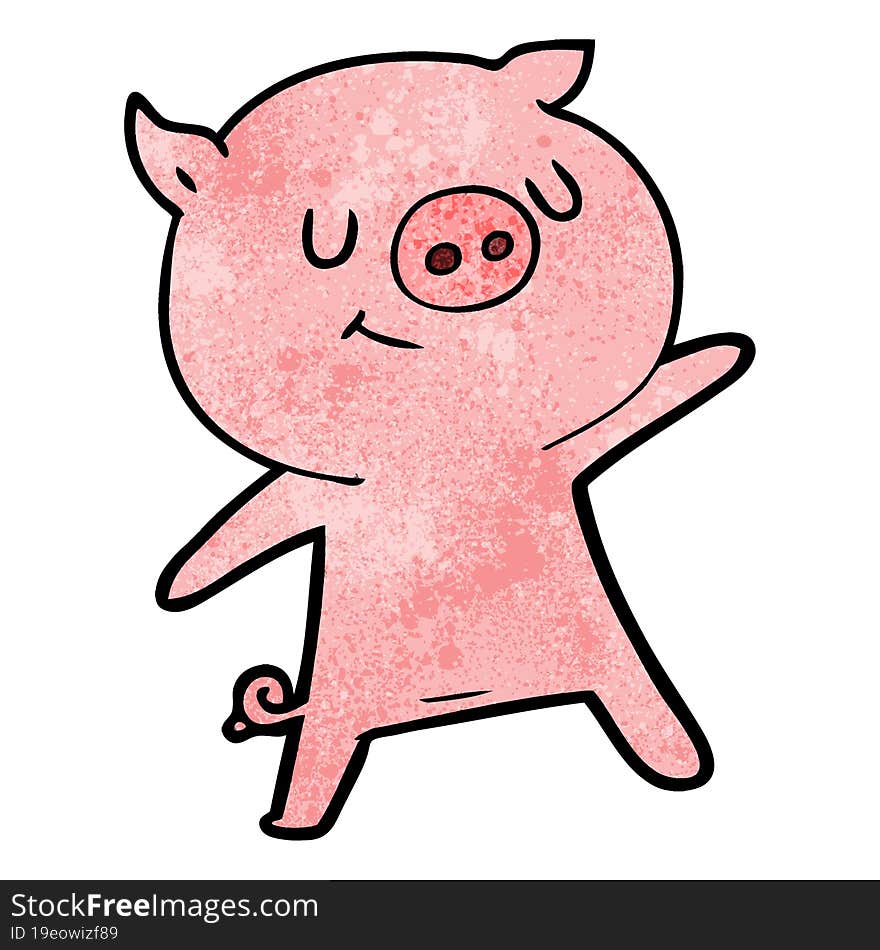 happy cartoon pig waving. happy cartoon pig waving