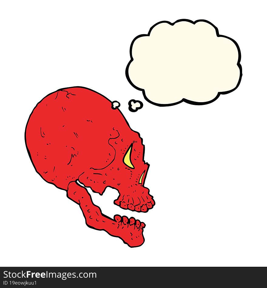 Red Skull Illustration With Thought Bubble