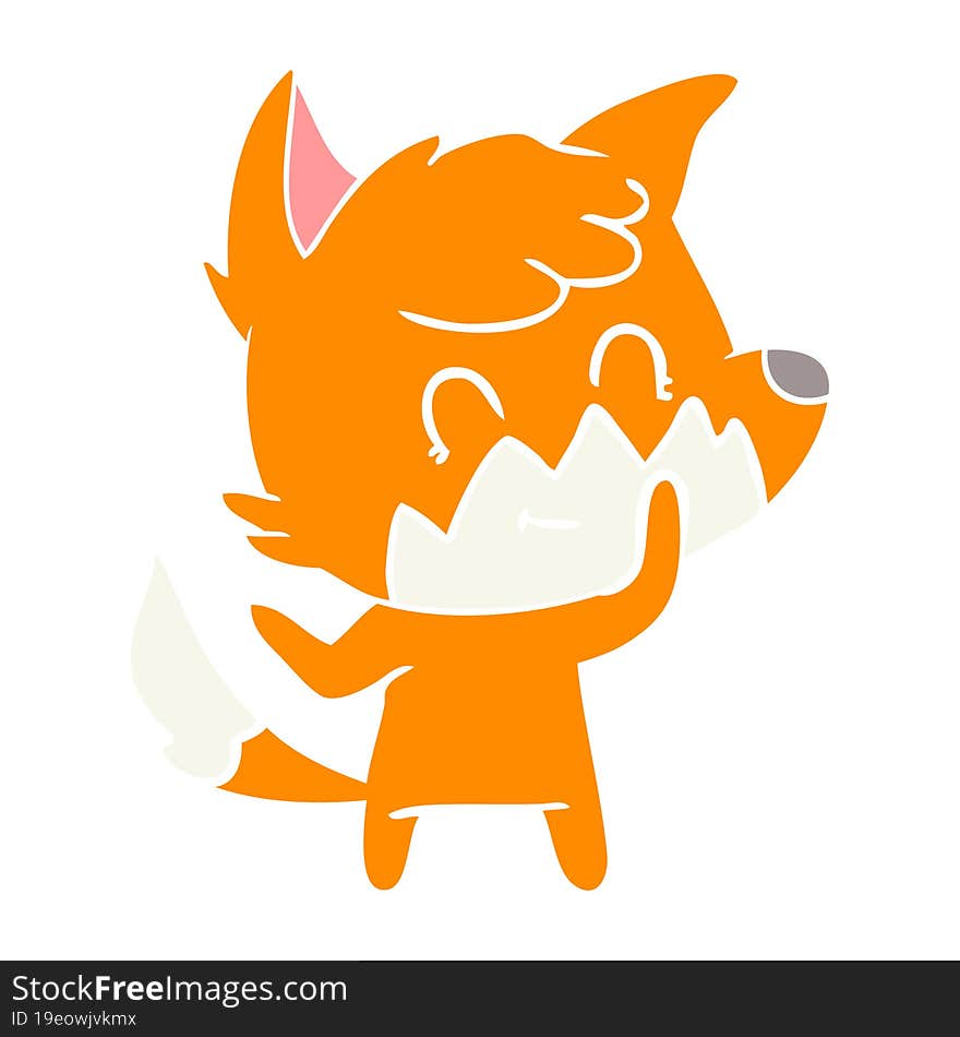 flat color style cartoon happy fox