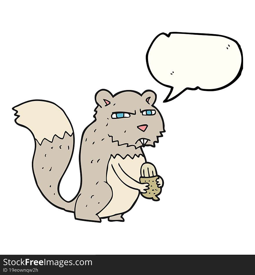 speech bubble cartoon angry squirrel with nut