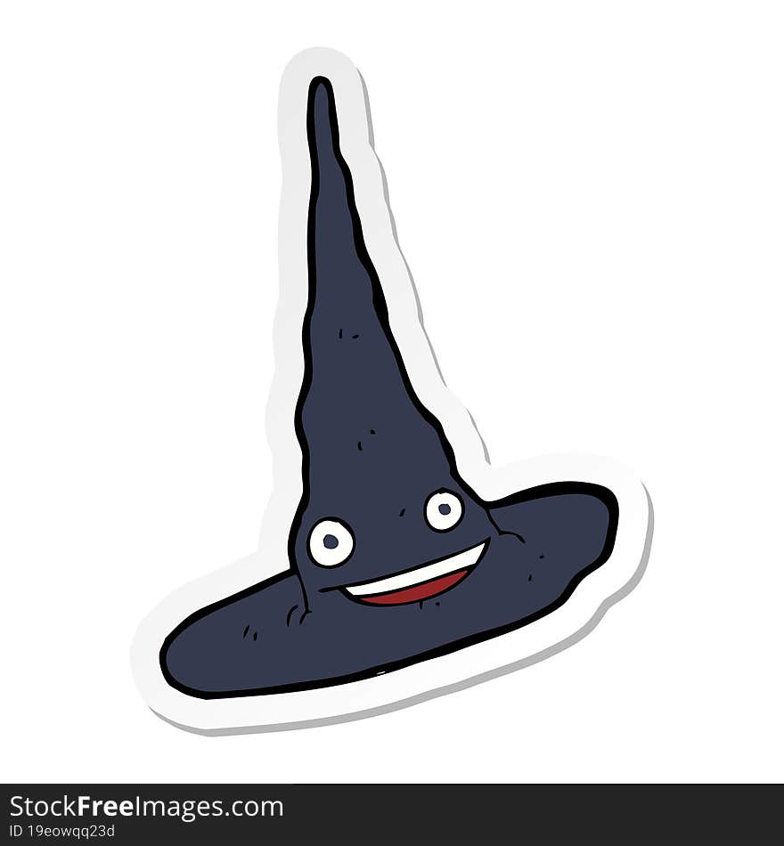 Sticker Of A Cartoon Witchs Hat