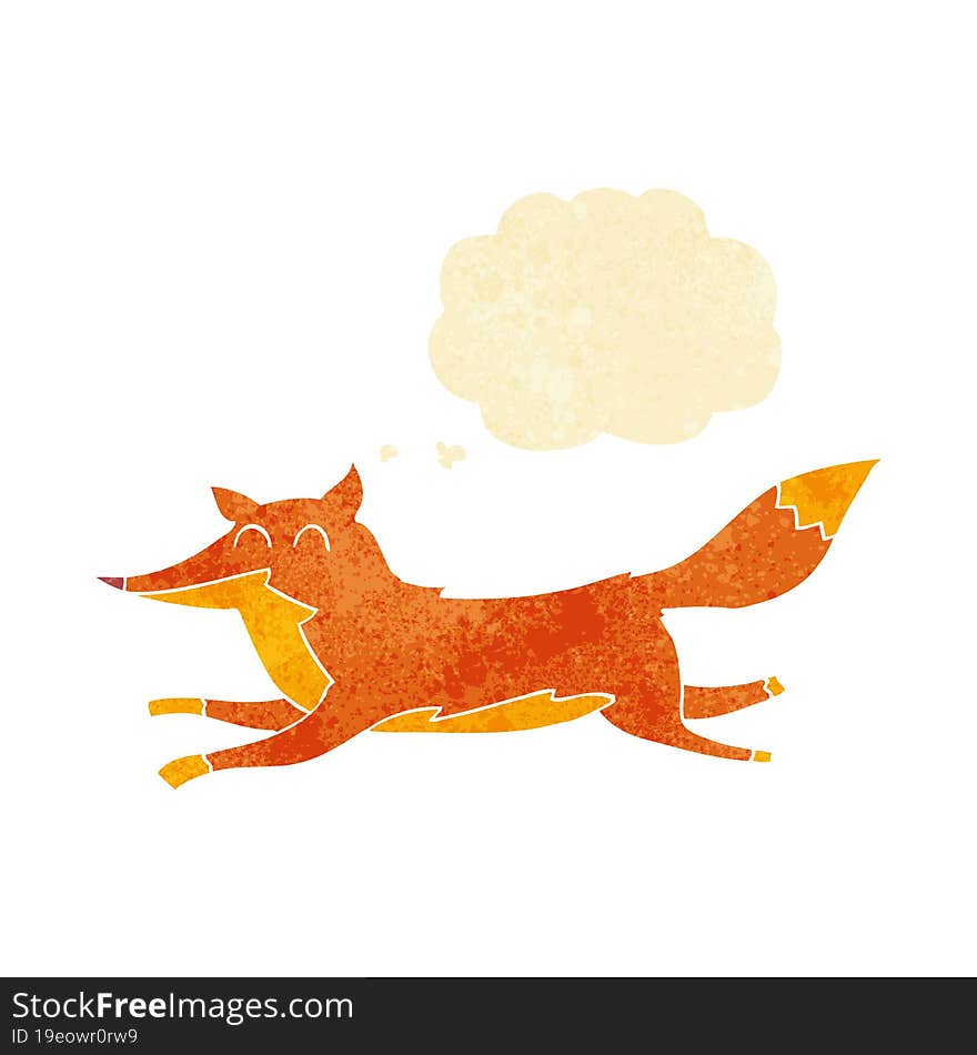 cartoon running fox with thought bubble