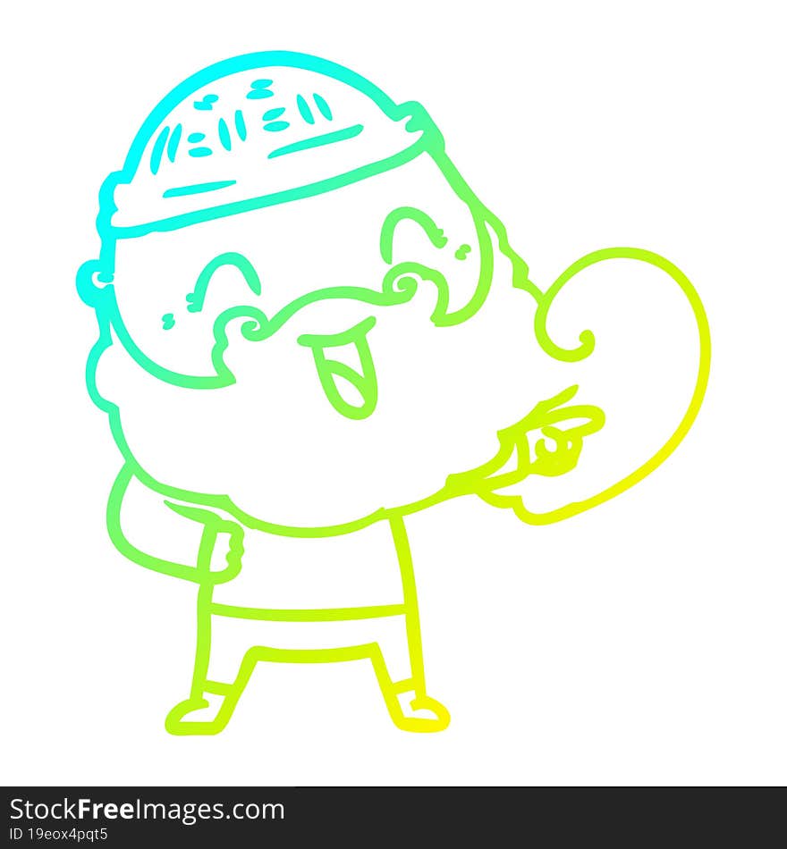 cold gradient line drawing happy man with beard and winter hat