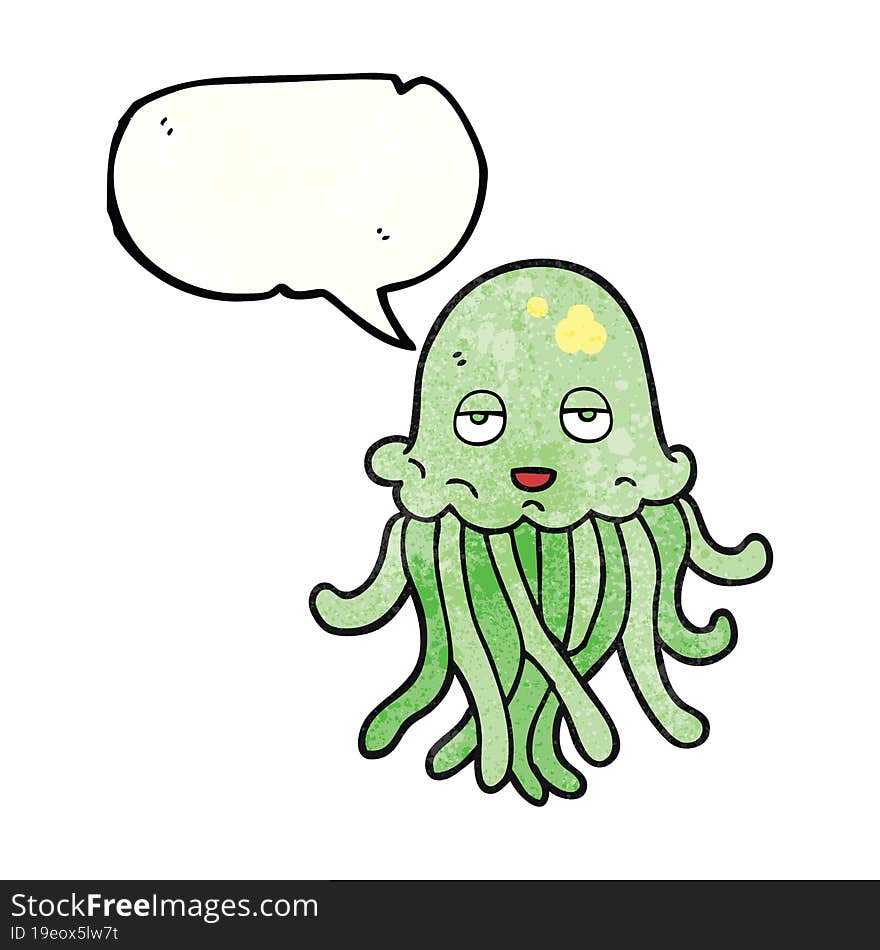 speech bubble textured cartoon octopus