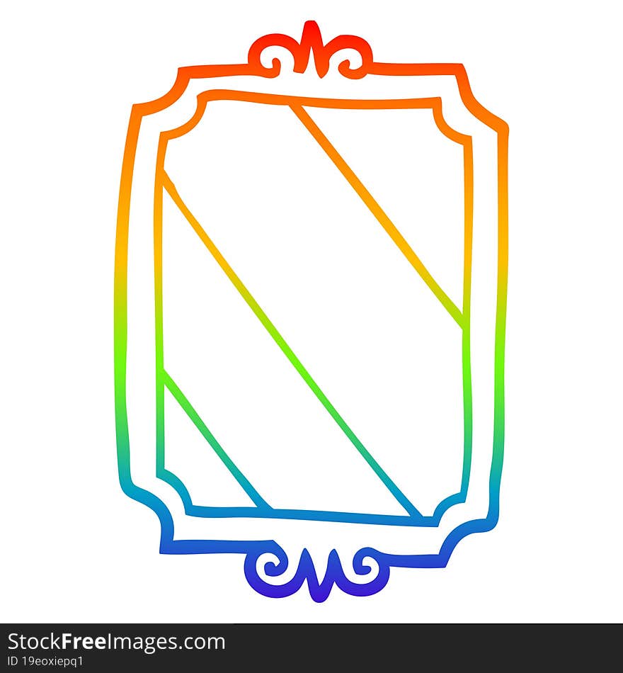 rainbow gradient line drawing of a cartoon mirror