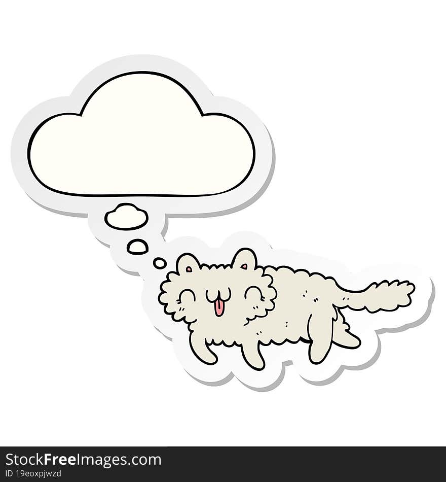 cartoon cat and thought bubble as a printed sticker