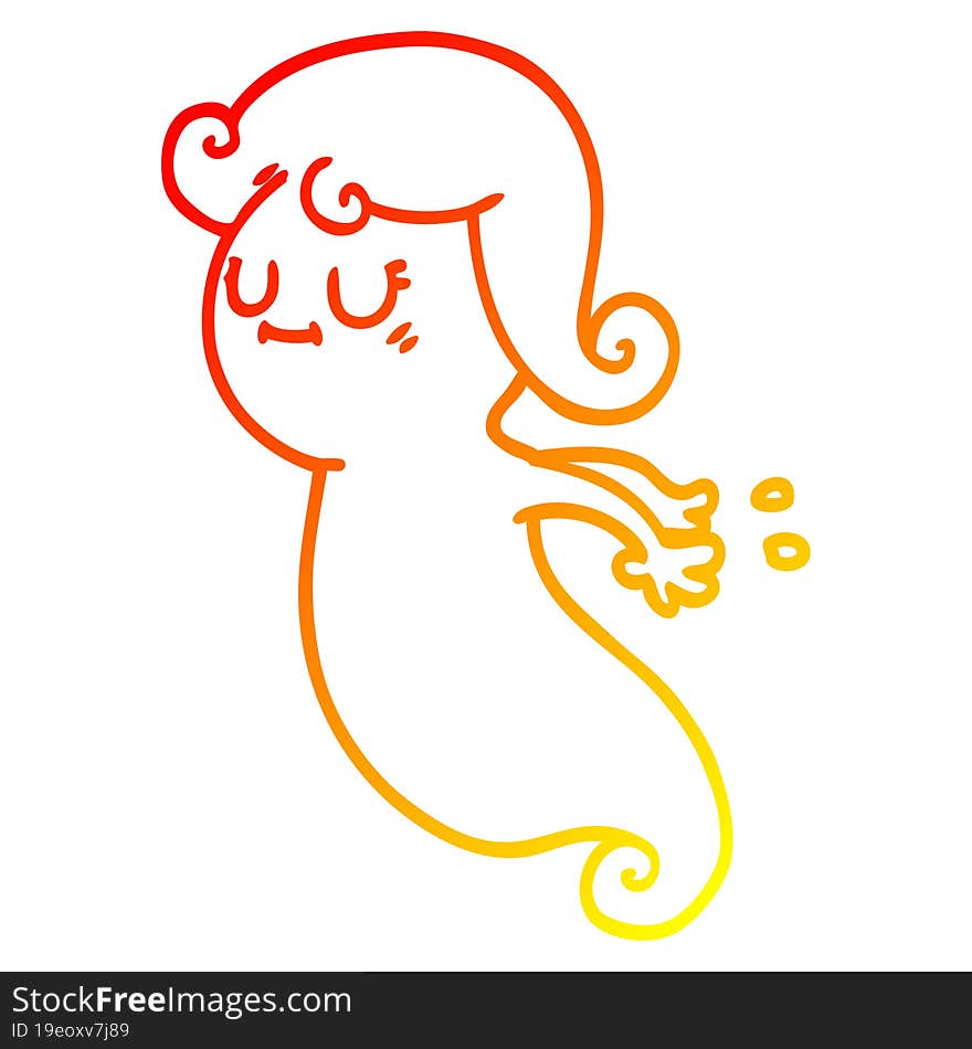 warm gradient line drawing of a cartoon ghost