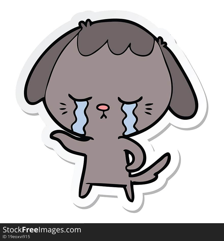 Sticker Of A Cartoon Dog Crying