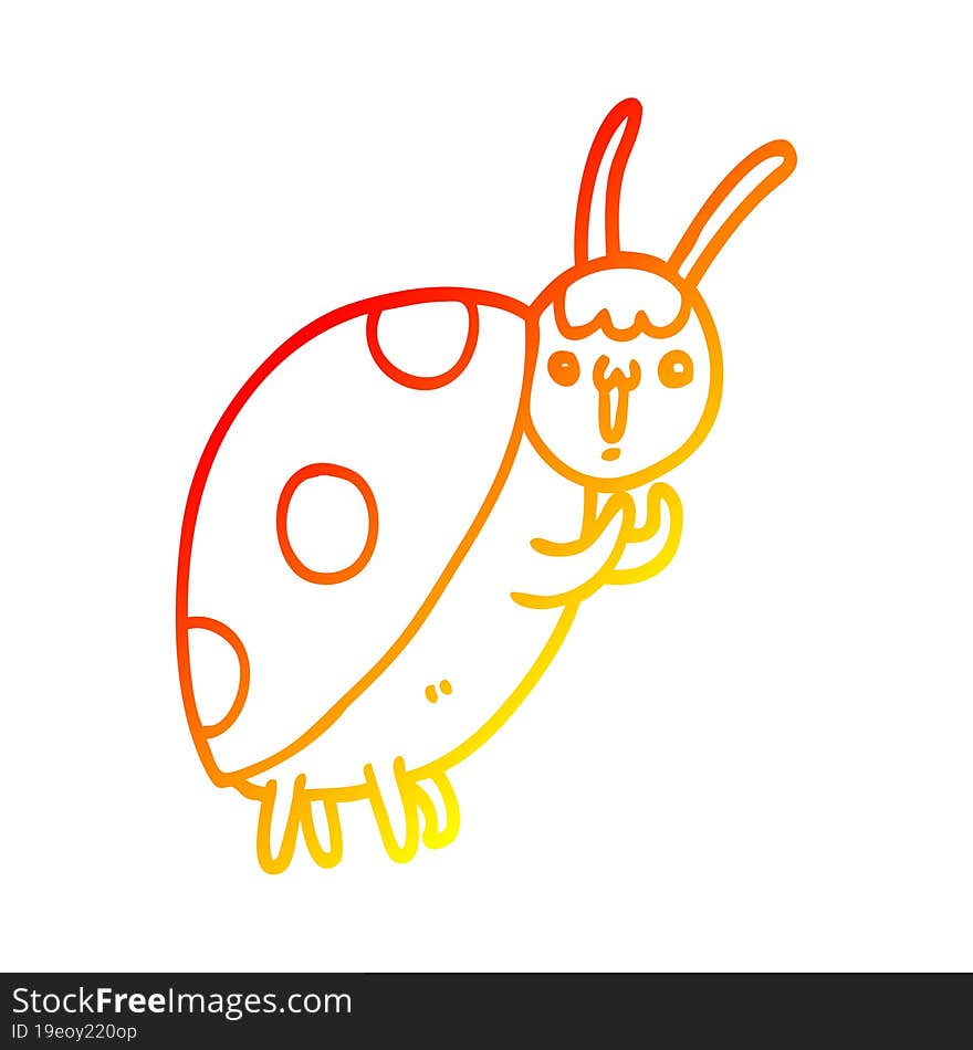 warm gradient line drawing cute cartoon ladybug