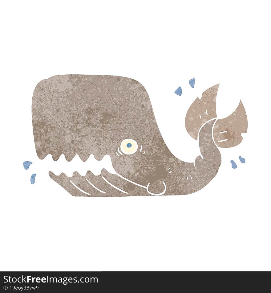 Retro Cartoon Angry Whale