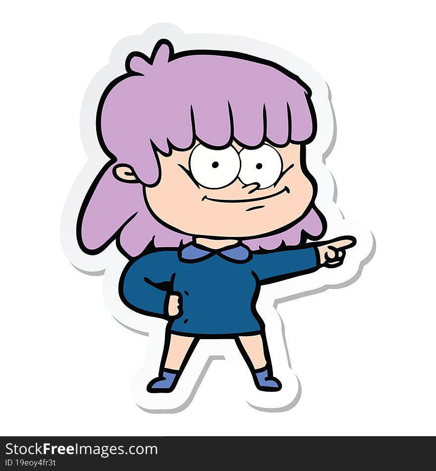 sticker of a cartoon girl smiling