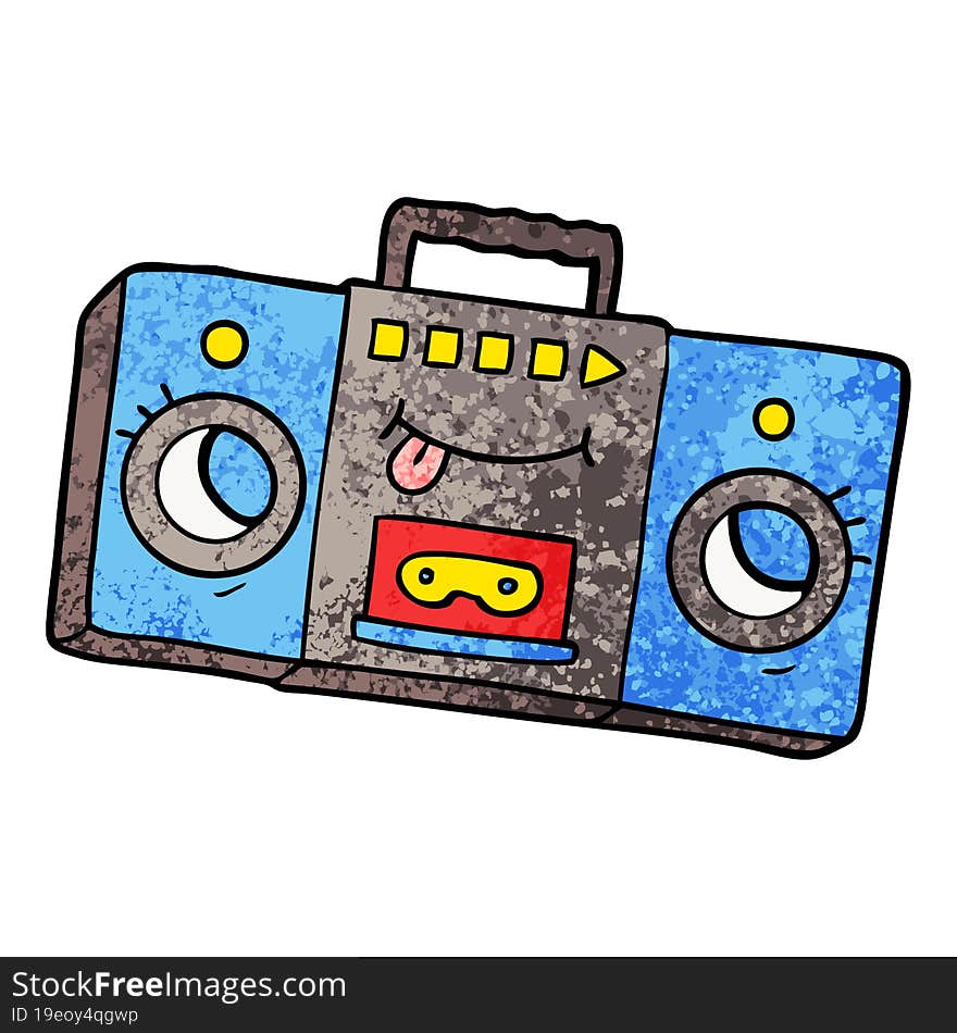 cartoon retro cassette tape player. cartoon retro cassette tape player