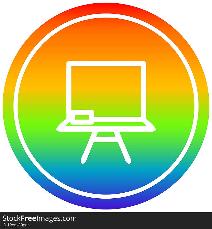 School Blackboard Circular In Rainbow Spectrum