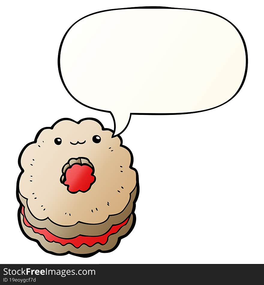 Cartoon Biscuit And Speech Bubble In Smooth Gradient Style