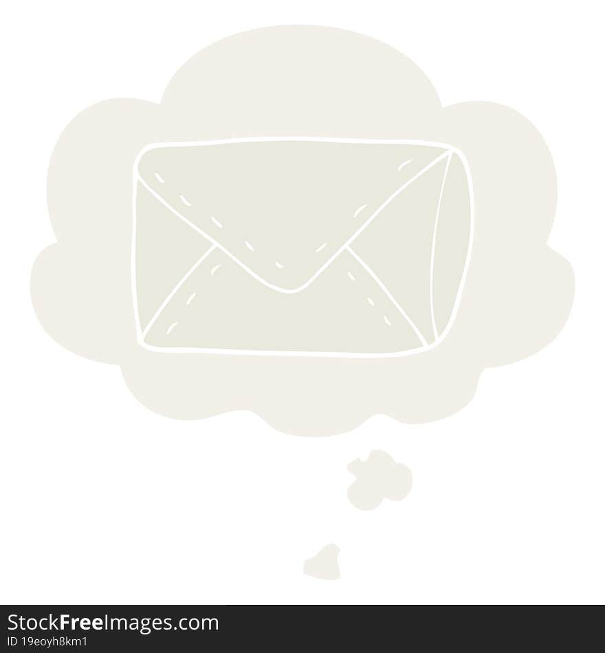 Cartoon Envelope And Thought Bubble In Retro Style