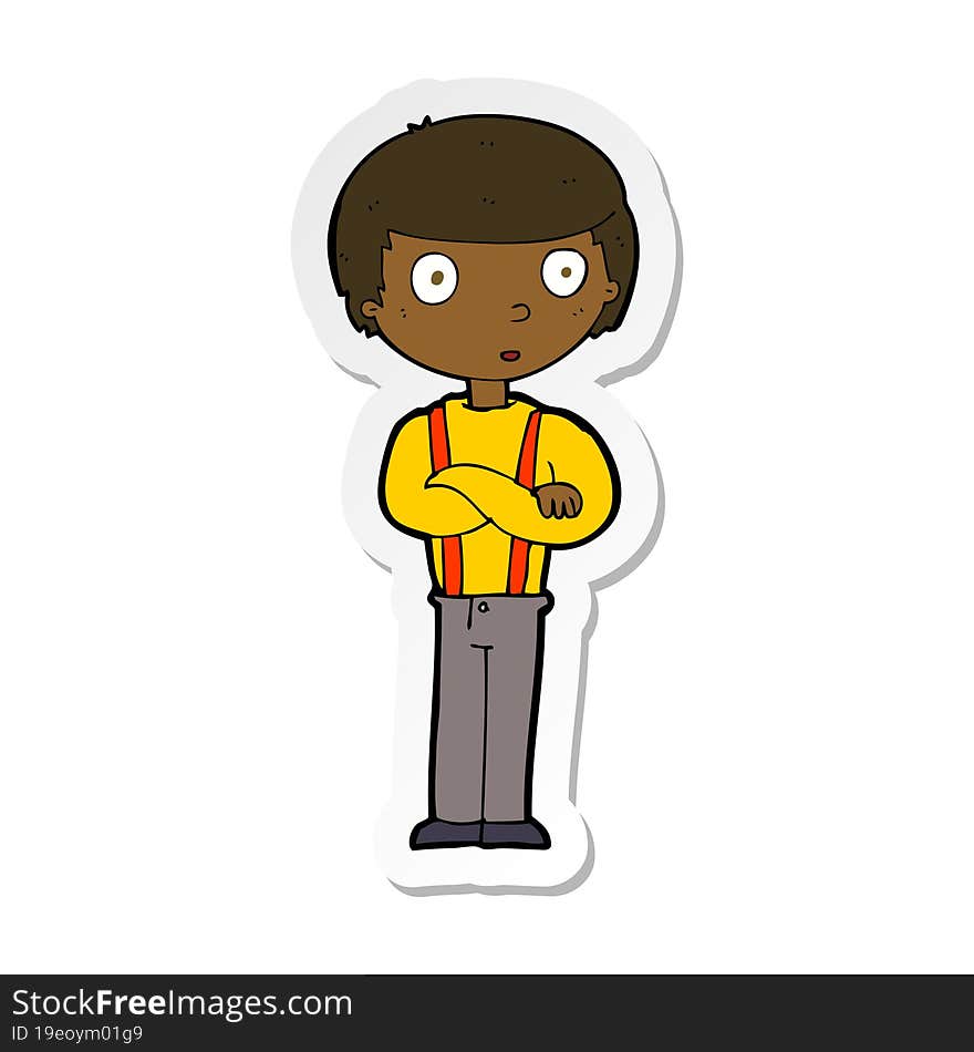 Sticker Of A Cartoon Staring Boy