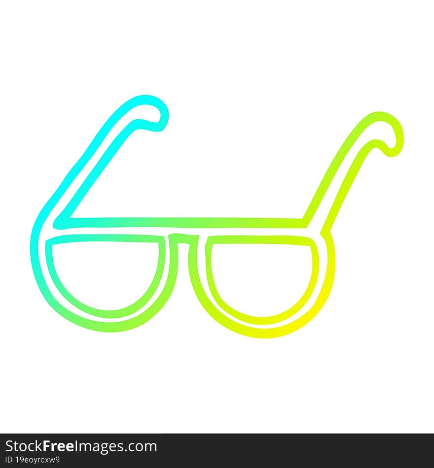 cold gradient line drawing of a cartoon glasses