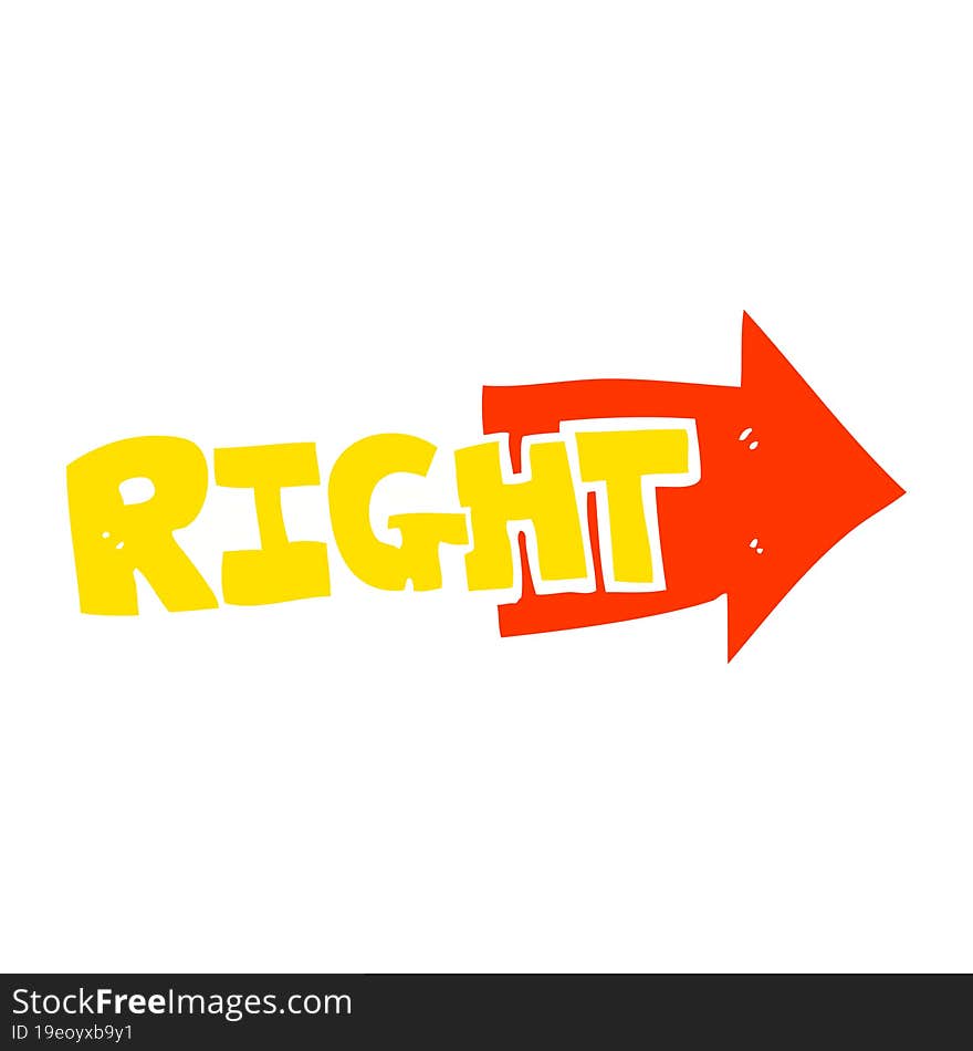 flat color illustration of right symbol pointing. flat color illustration of right symbol pointing