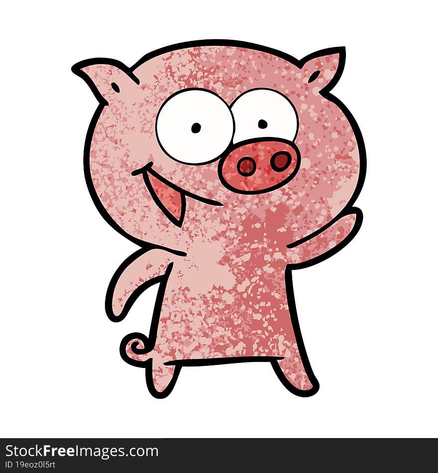 cheerful pig cartoon. cheerful pig cartoon