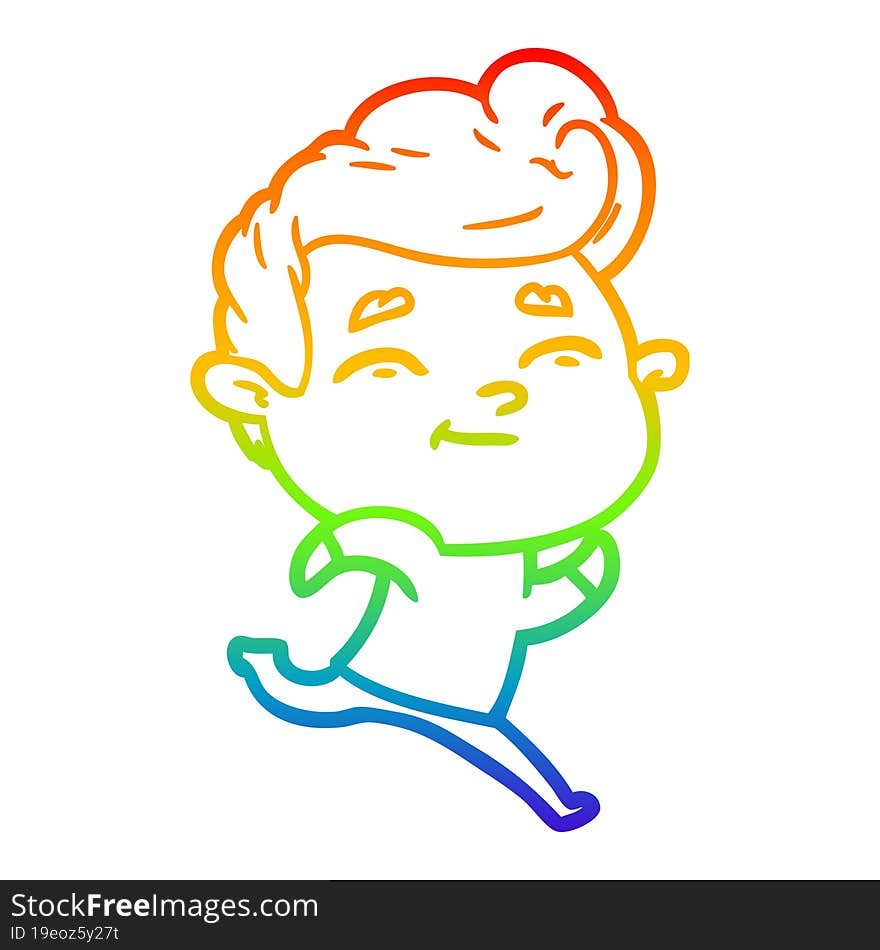 Rainbow Gradient Line Drawing Running Cartoon Man