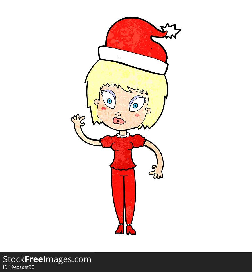 cartoon woman ready for christmas