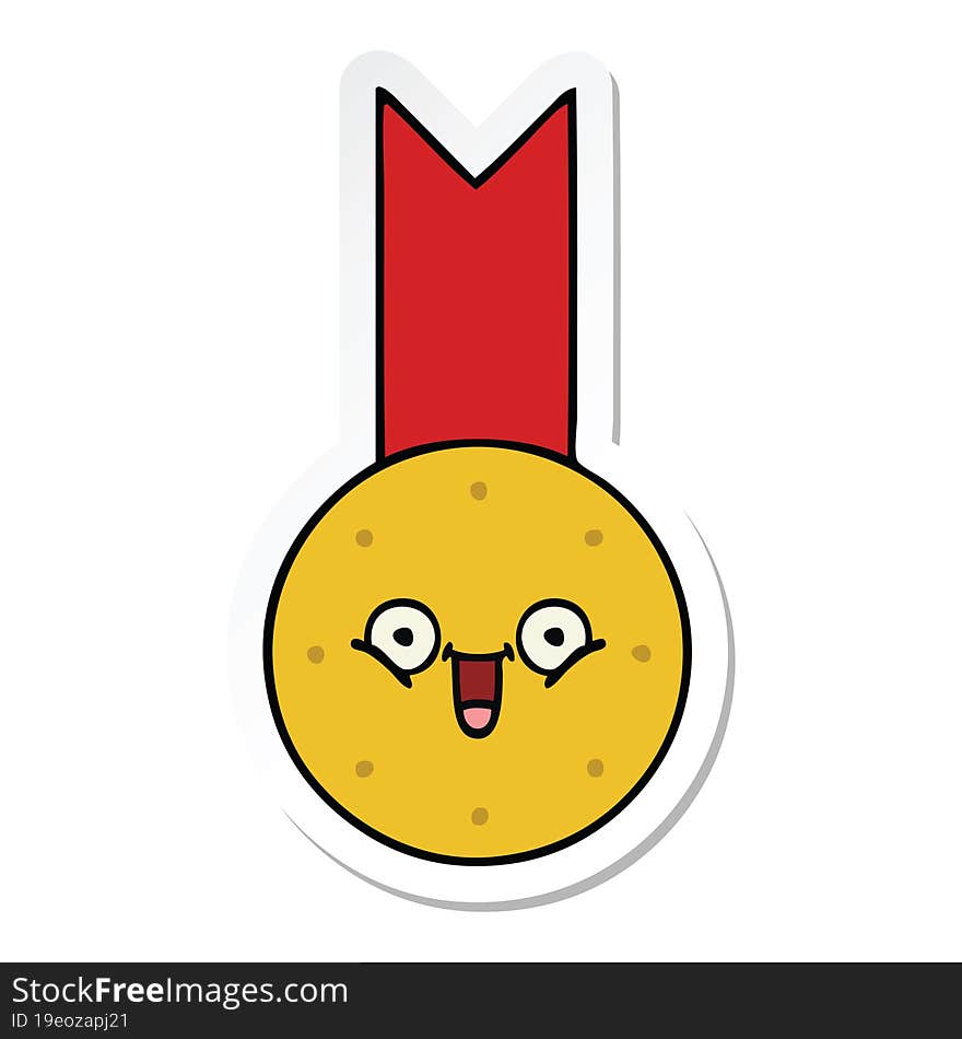 Sticker Of A Cute Cartoon Gold Medal